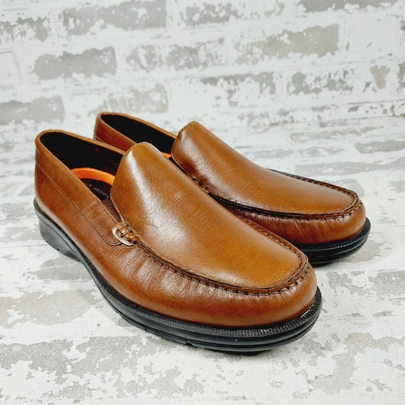 New Rockport Palmer Venetian Brown Leather Slip On Loafers W373 main image 10
